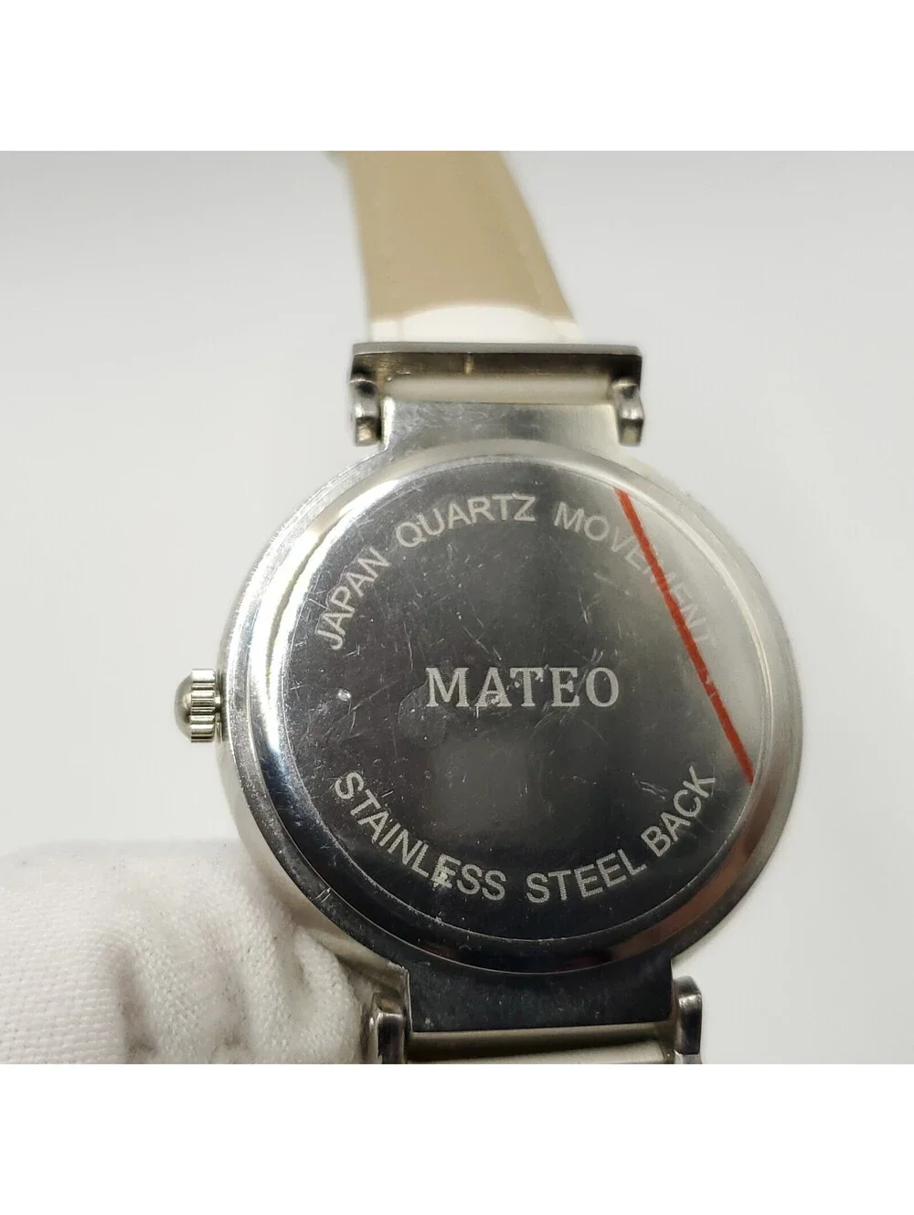 Mateo Silver Tone 38mm Quartz Women Watch New Battery White Leather Band